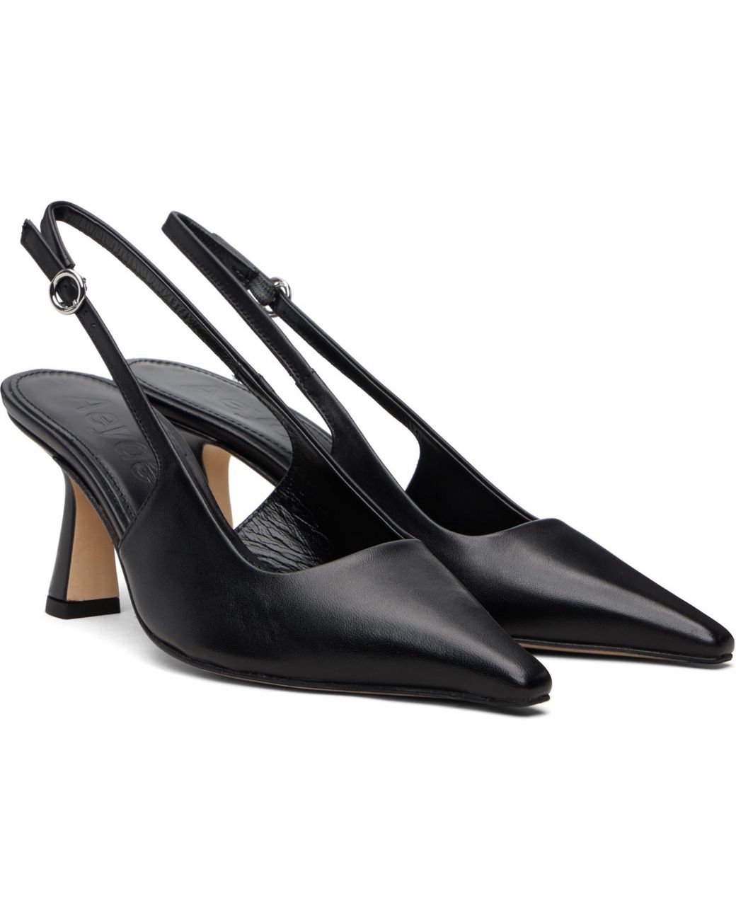 Aeyde Black Fernanda Slingback Heels