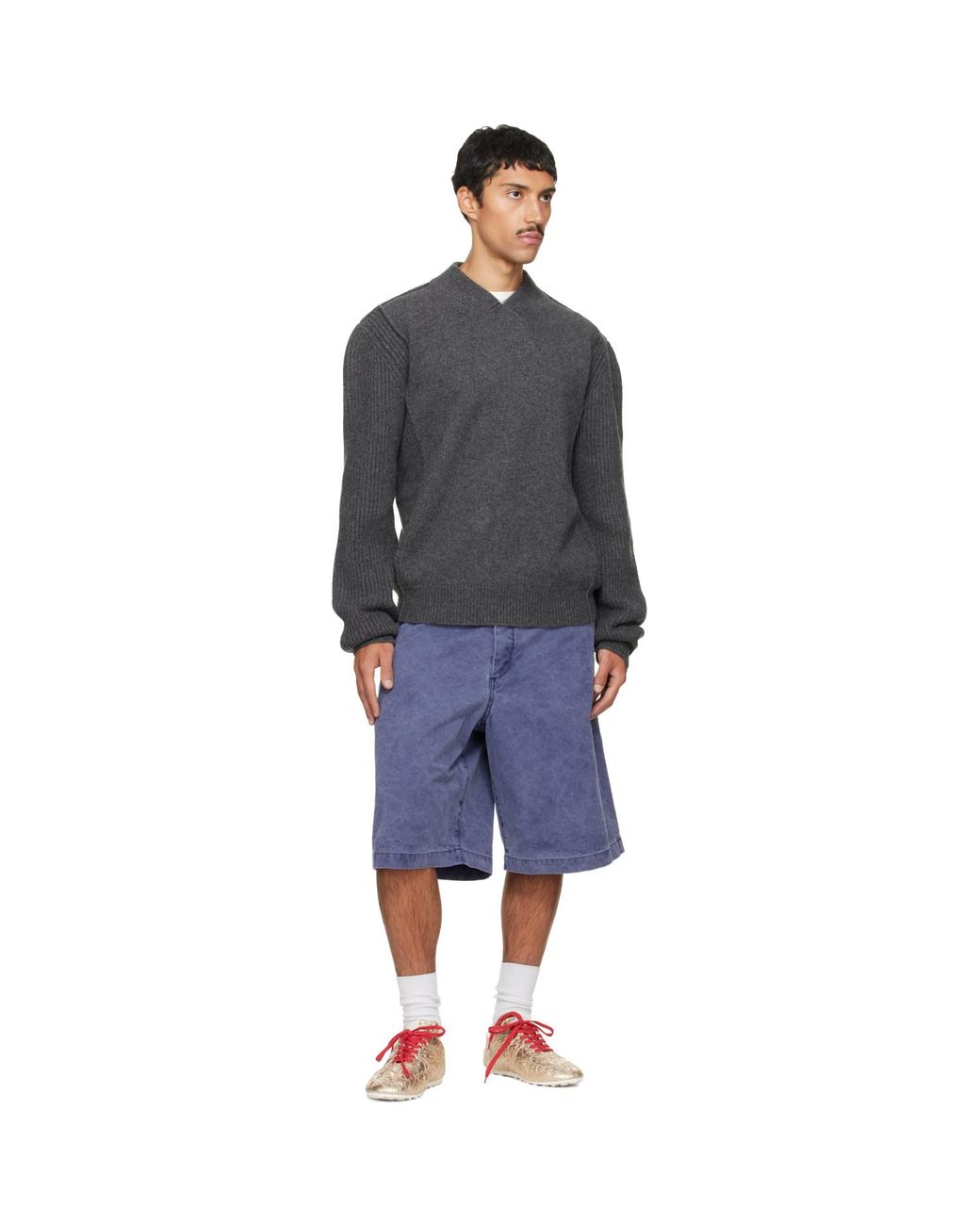 Marni Gray V Neck Sweater for men