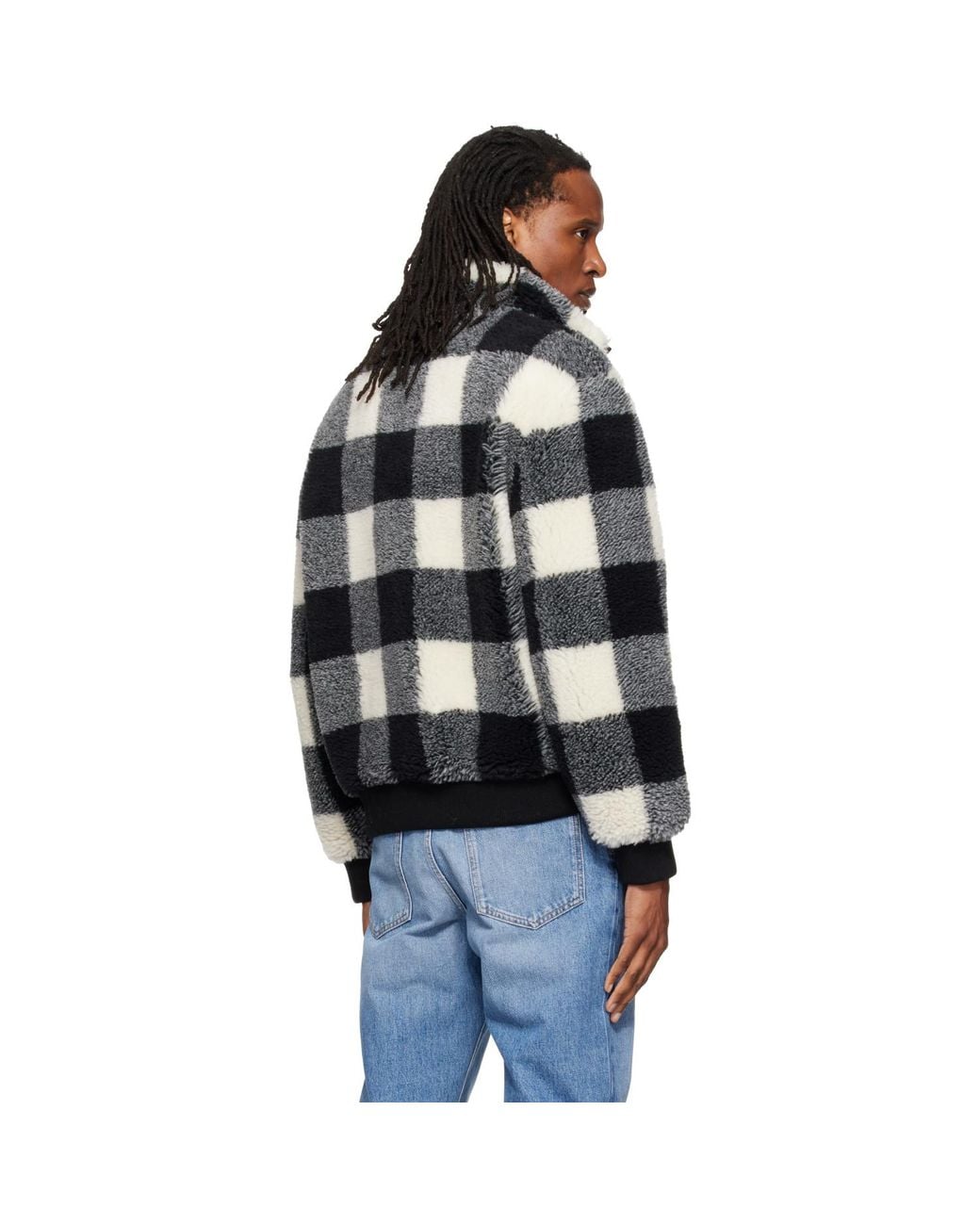 Givenchy Black Off- Checked Fleece Jacket for men