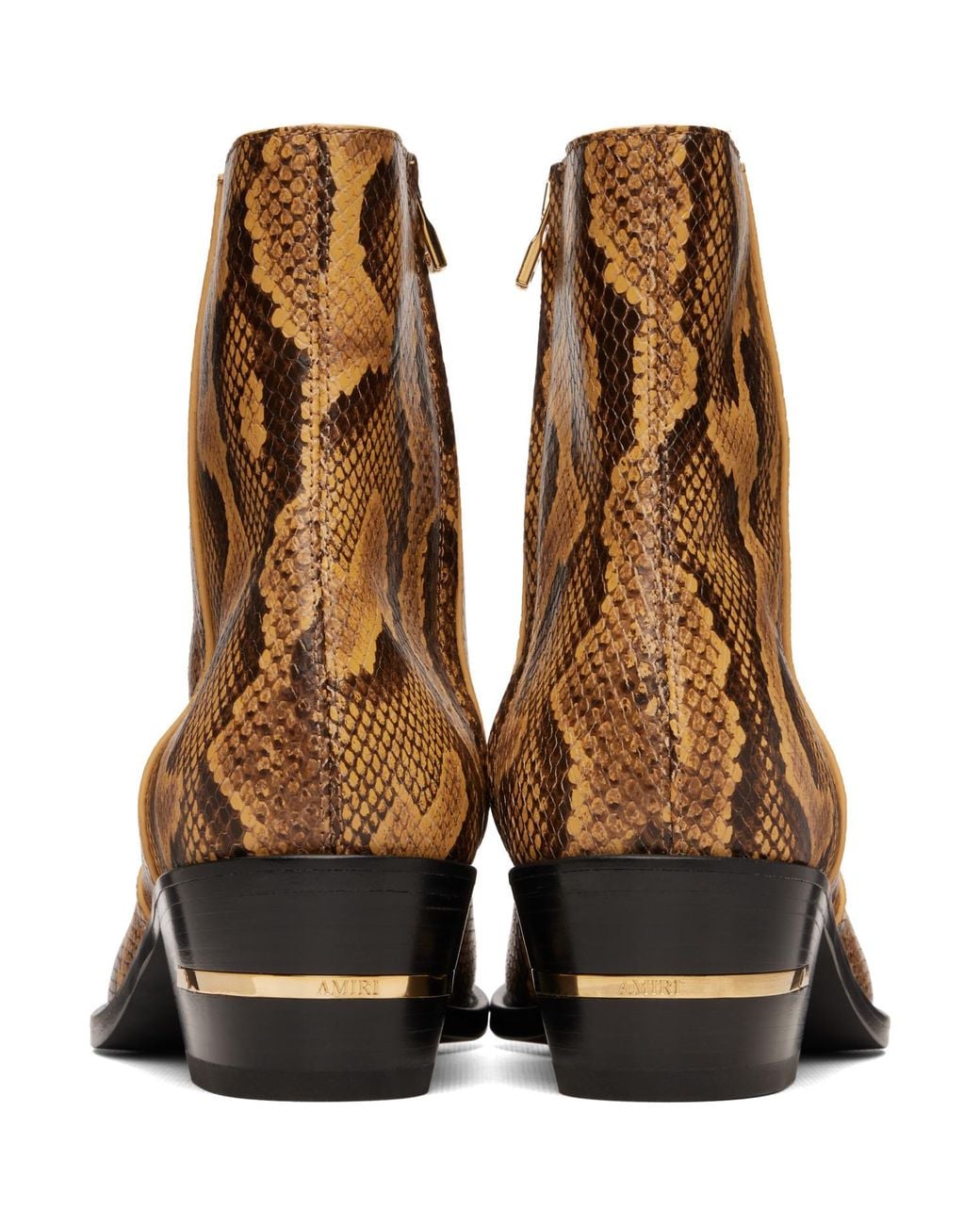 Amiri Brown Python Embossed Ryder Boots for men