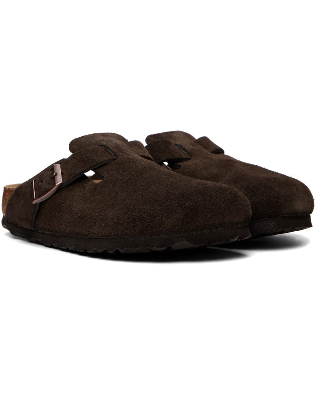 Birkenstock Brown Narrow Boston Soft Footbed Suede Leather Loafers