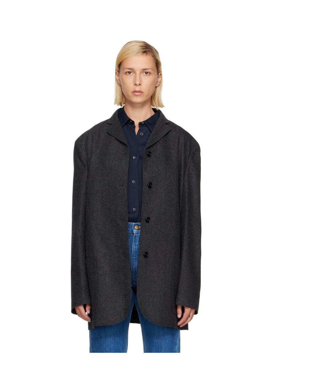 Jil Sander Black Wool Flannel Blazer
