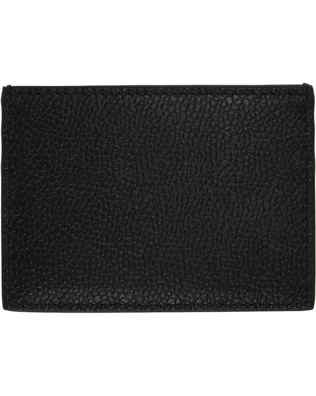Thom Browne Black Pebble Grain Single Card Holder for men