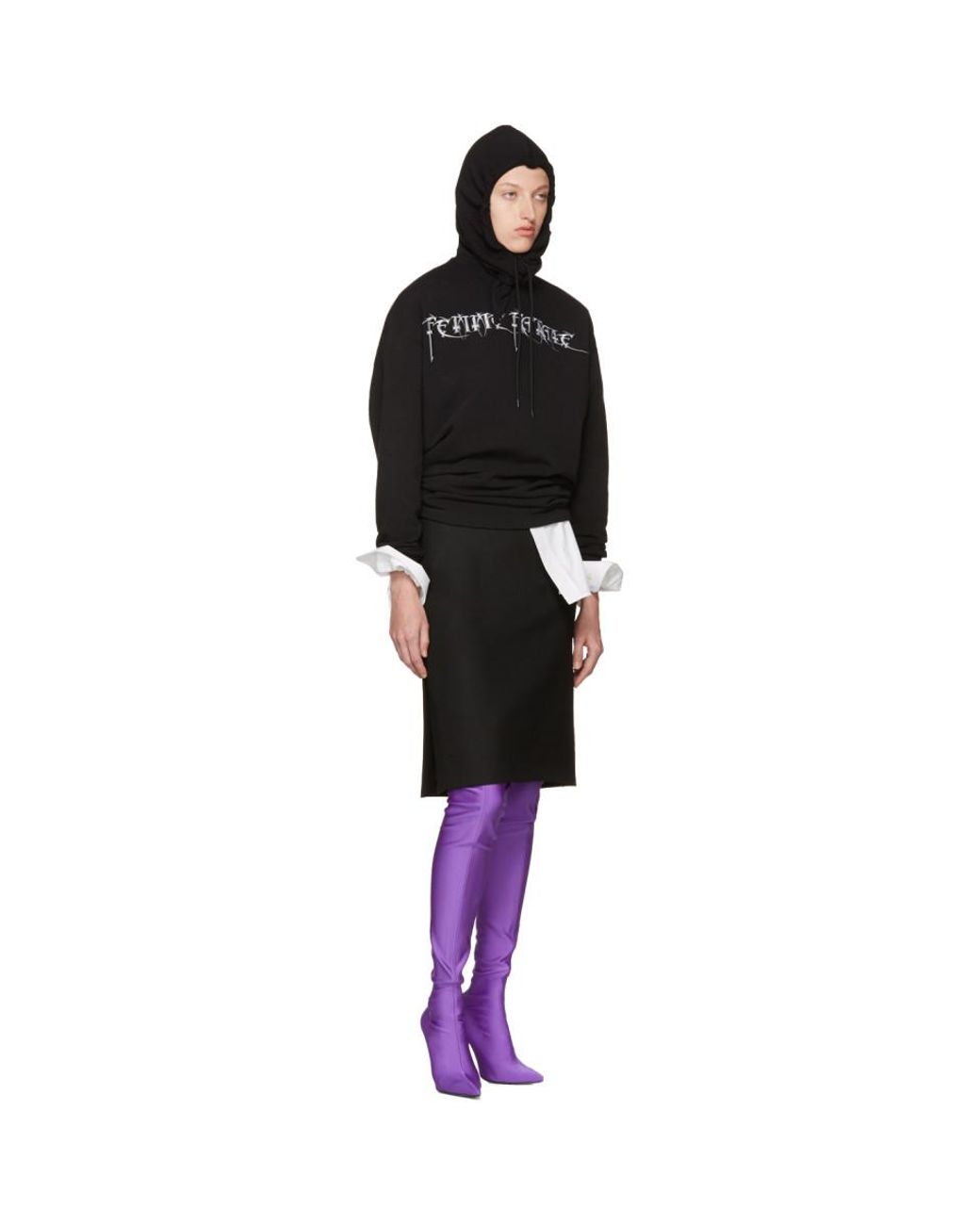Balenciaga Black 'femme Fatale' Headscarf Hoodie | Lyst