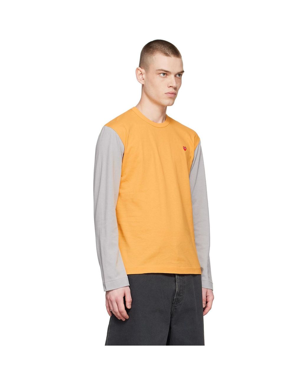 COMME DES GARÇONS PLAY Multicolor Comme Des Garçons Play Yellow Cotton Long Sleeve T-shirt for men