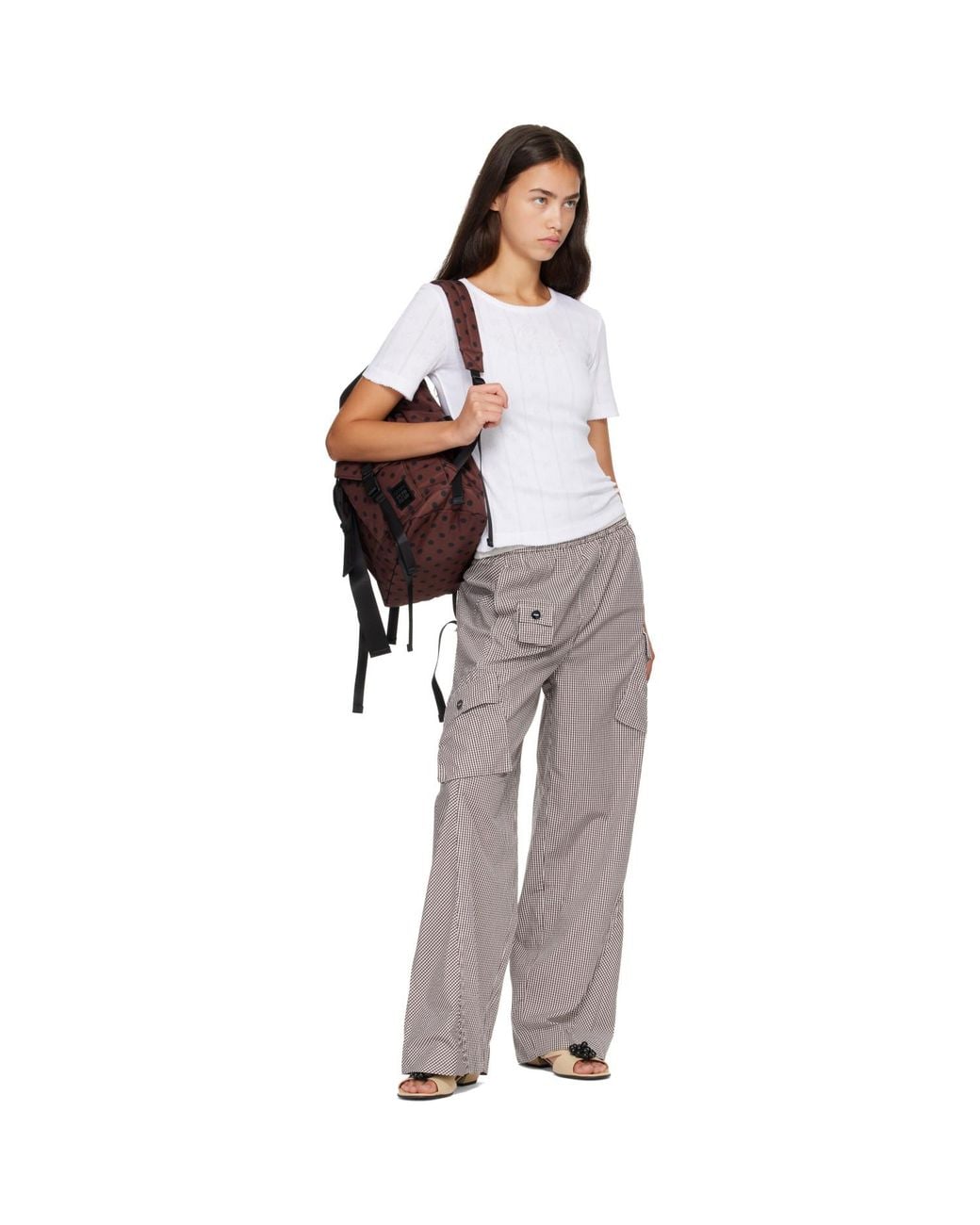 Ganni Brown Re-Tech Printed Nylon Backpack