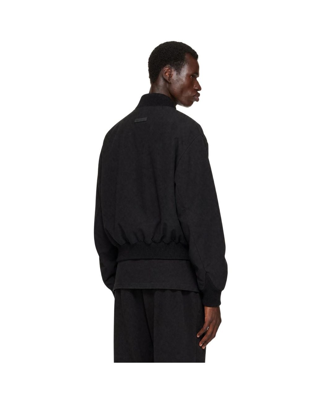 Fear Of God Black Twill Stand Collar Bomber Jacket for men