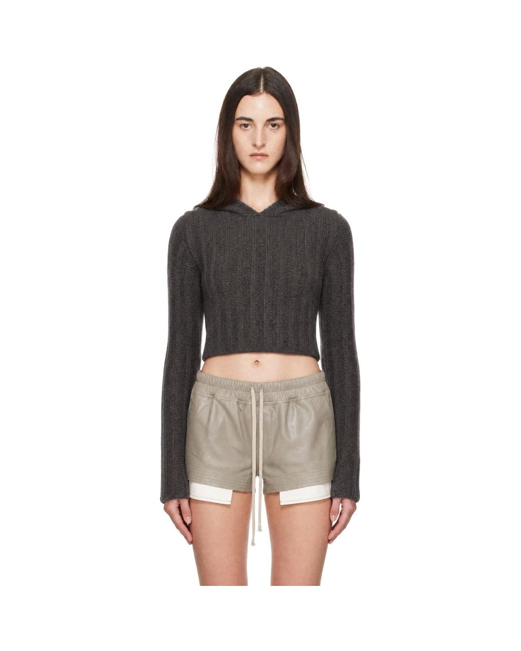 Rick Owens Black Tower Cropped Hoodie