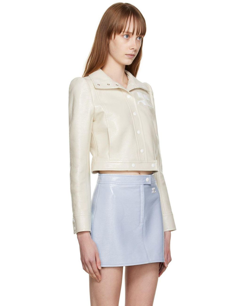 Courreges Off- Patch Faux-leather Jacket in White | Lyst