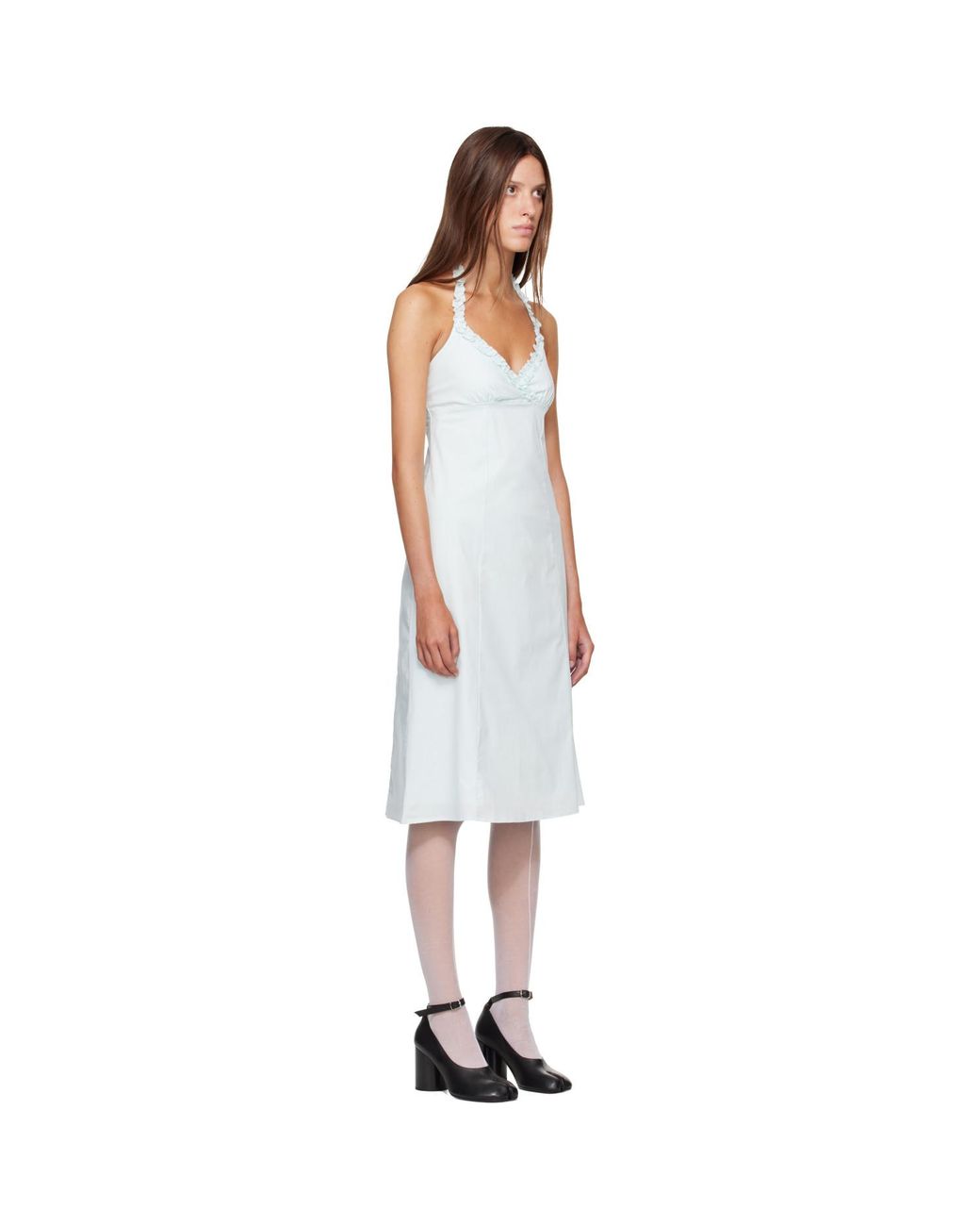 Fruity Booty White Sky Halter Midi Dress
