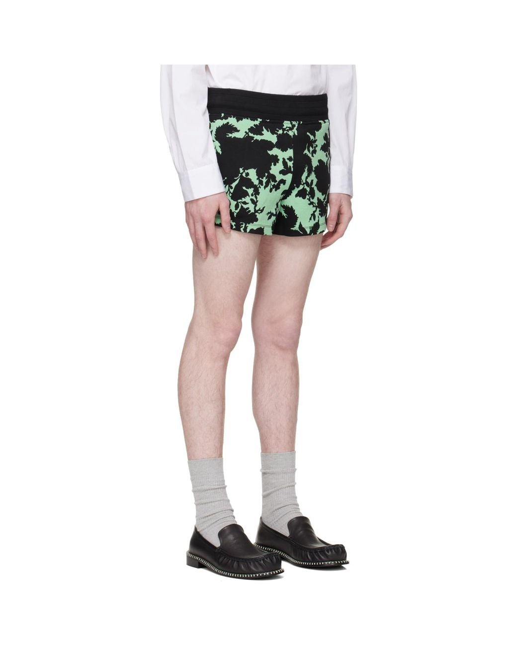 Dries Van Noten Black Ribbed Jacquard Shorts for men