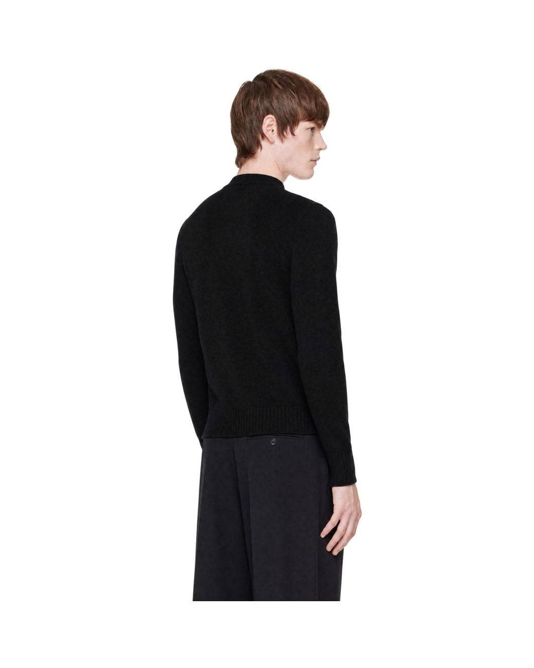 AMI Black Crewneck Cashmere Ami De Coeur Sweater for men