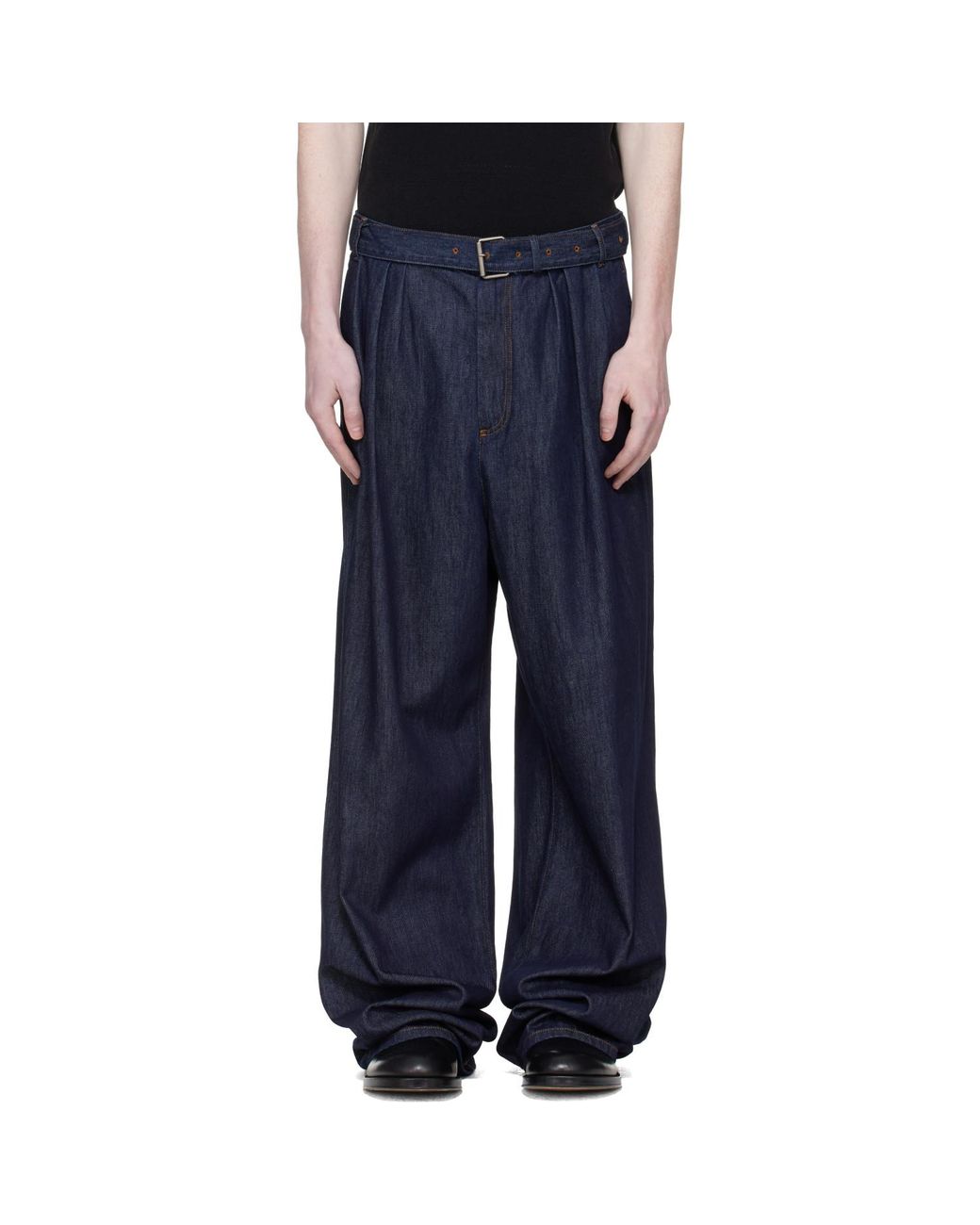 Dries Van Noten Blue Pleated Jeans for men