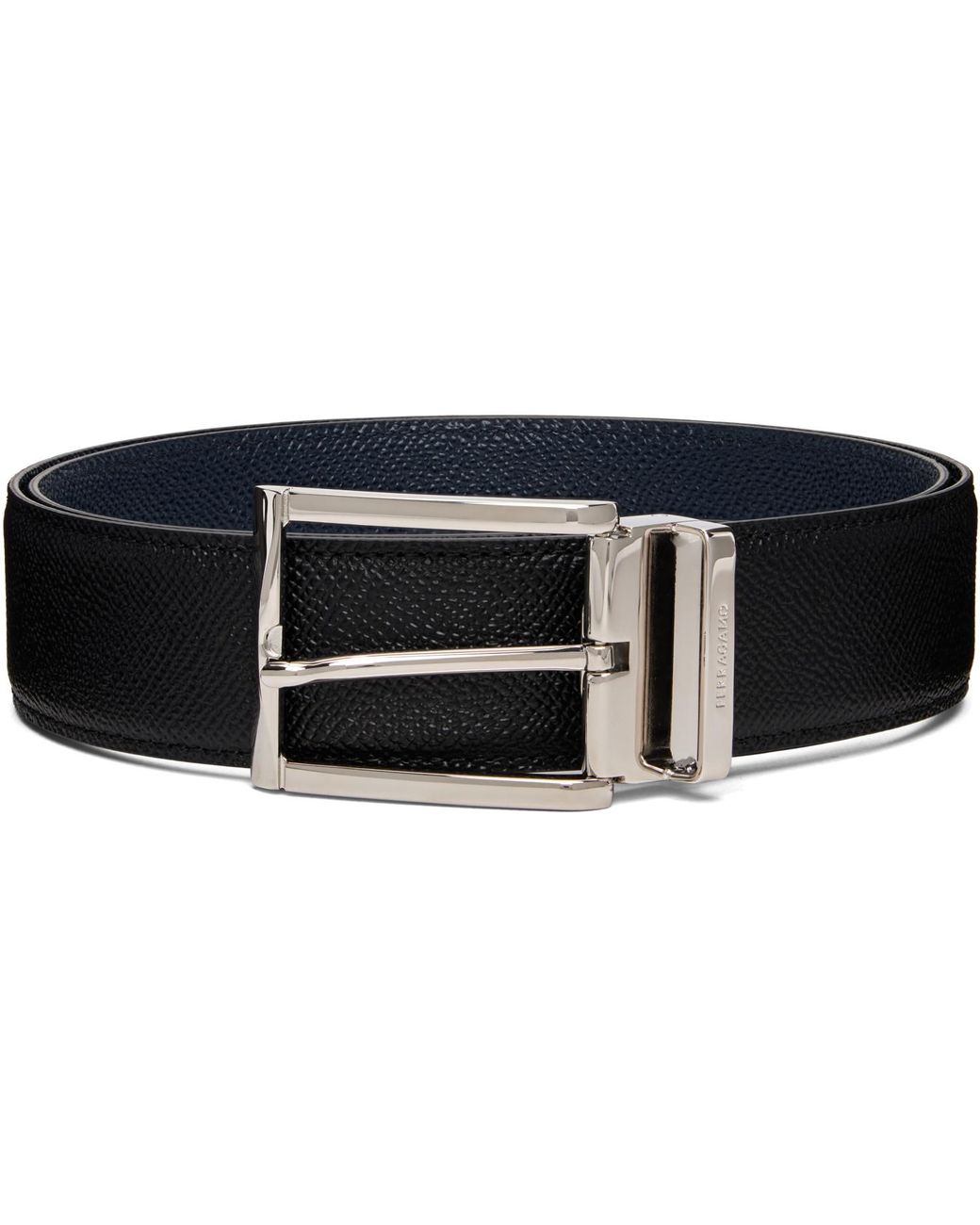 Ferragamo Black Reversible & Adjustable Rectangular Buckle Belt for men