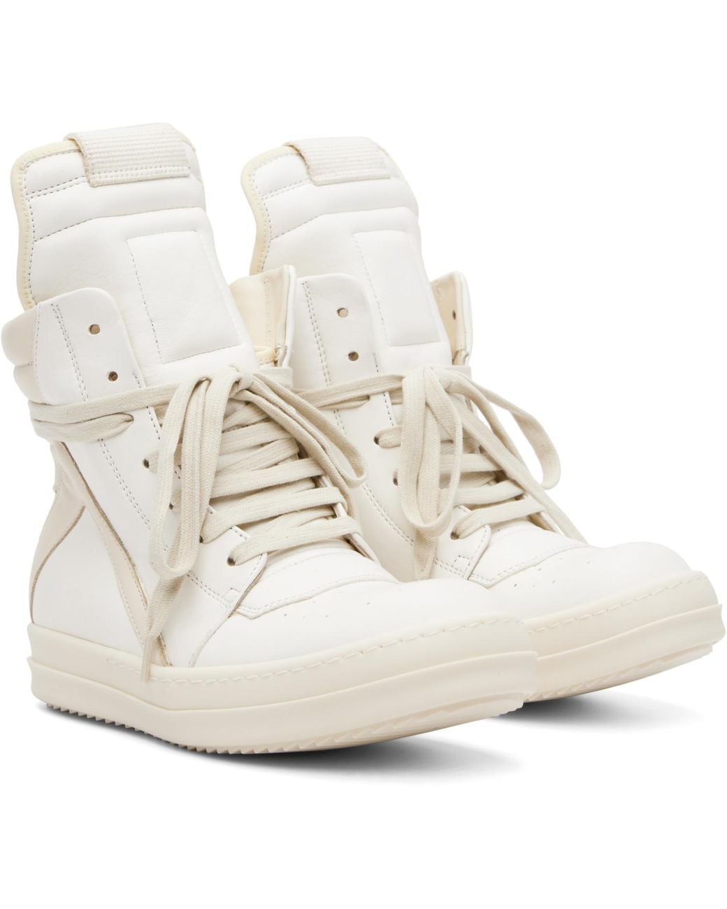 Rick Owens White Off- Tower Geobasket Sneakers