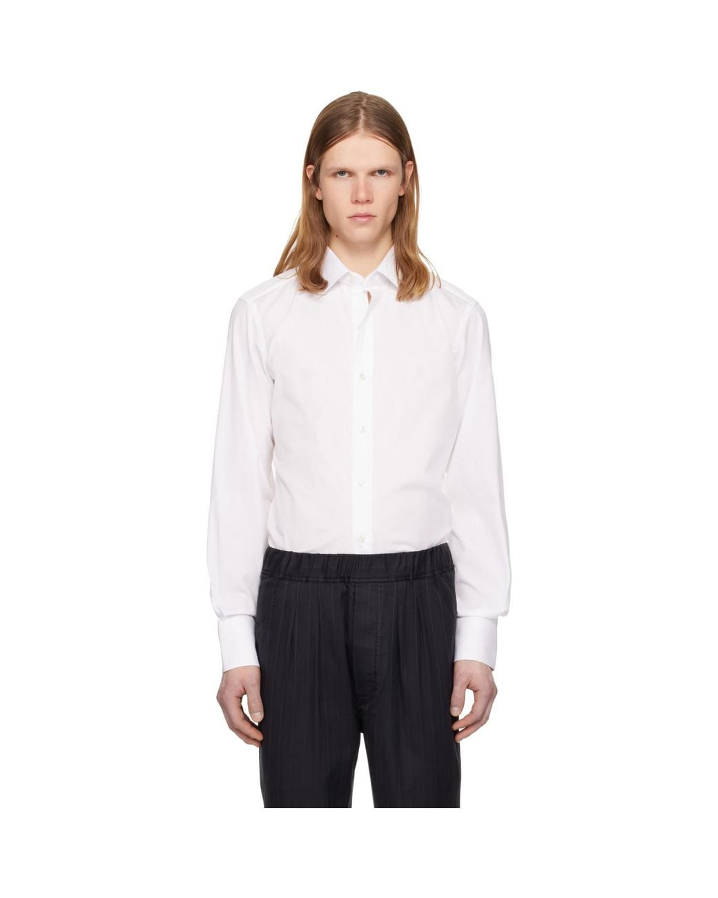 Tom Ford White Stretch Poplin Slim Fit Shirt for men