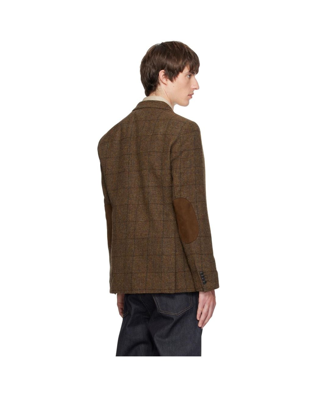 Barbour Brown Gosforth Moons Check Blazer for men