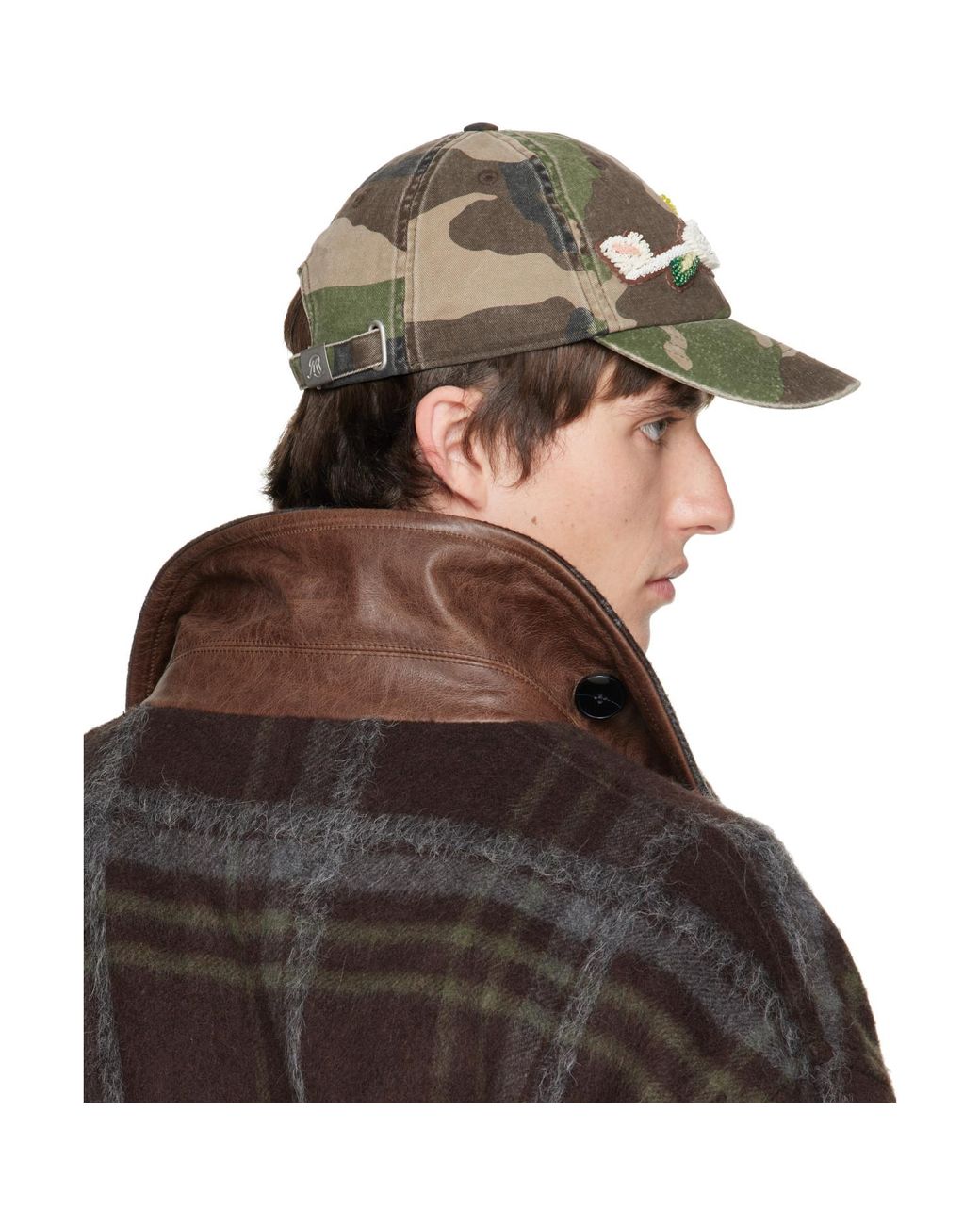 Bluemarble Black Khaki Embroidered Botanical Cap for men