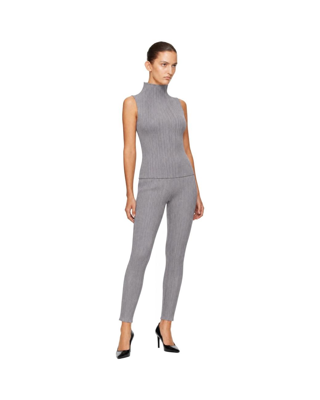 Pleats Please Issey Miyake Gray Basics Turtleneck Top