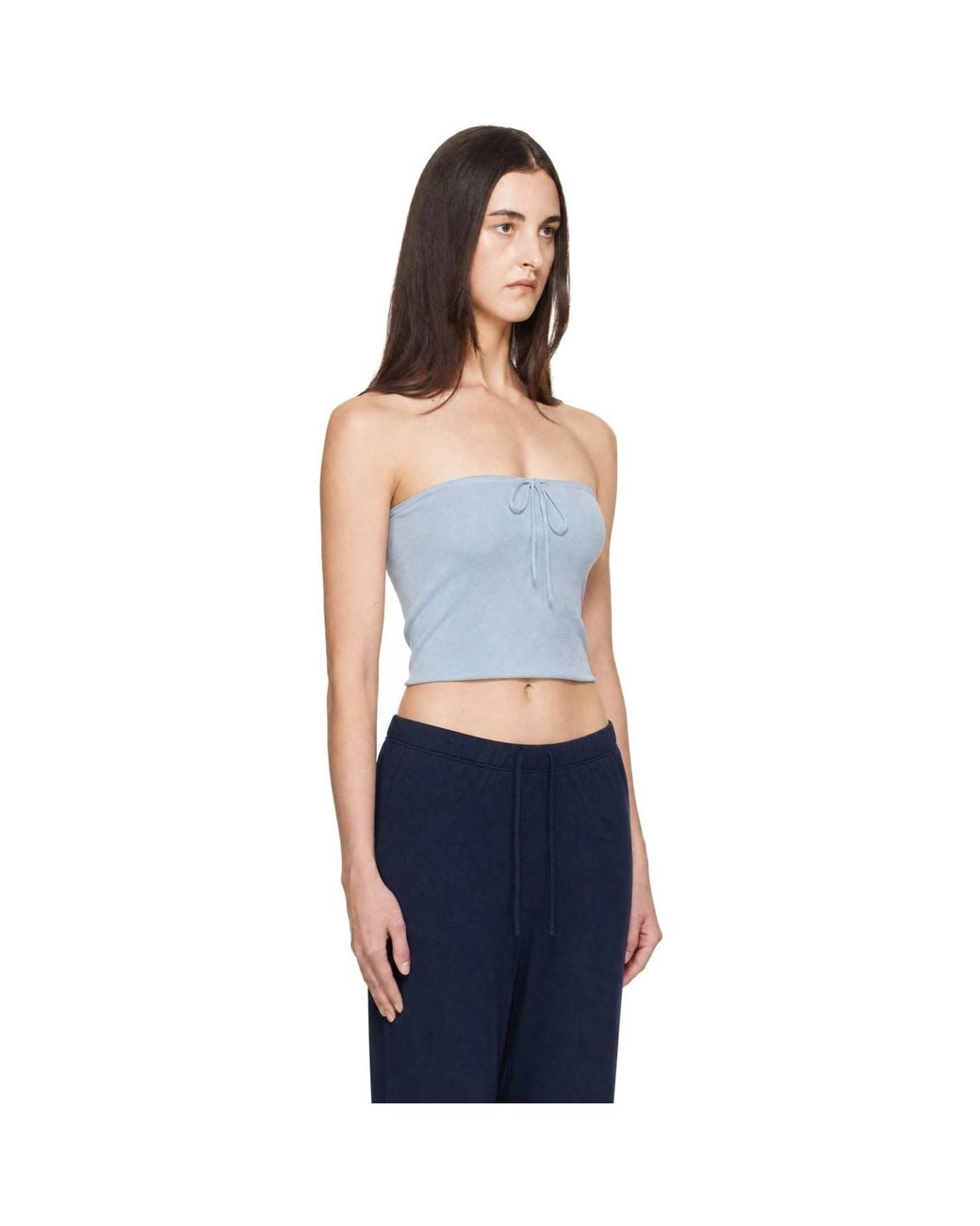 St. Agni Blue Wool Strapless Top