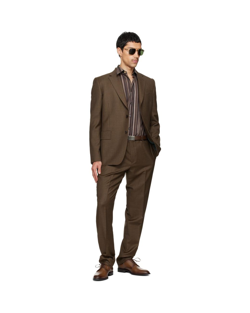 Paul Smith Brown Two-Piece 'The Brierley' Sharkskin Wool Suit for men