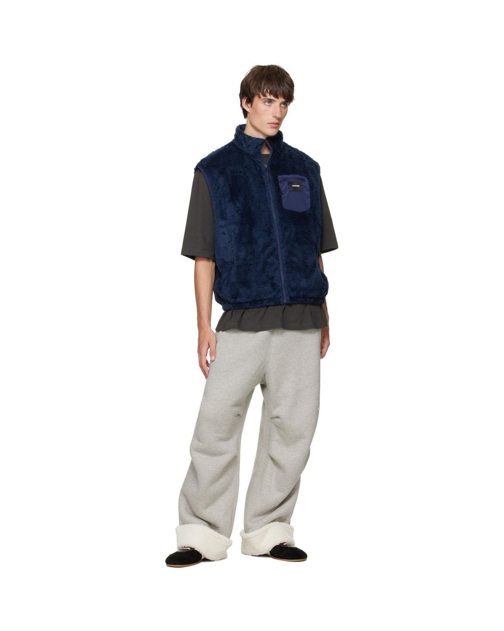 we11done Blue Reversible Fleece Vest for men