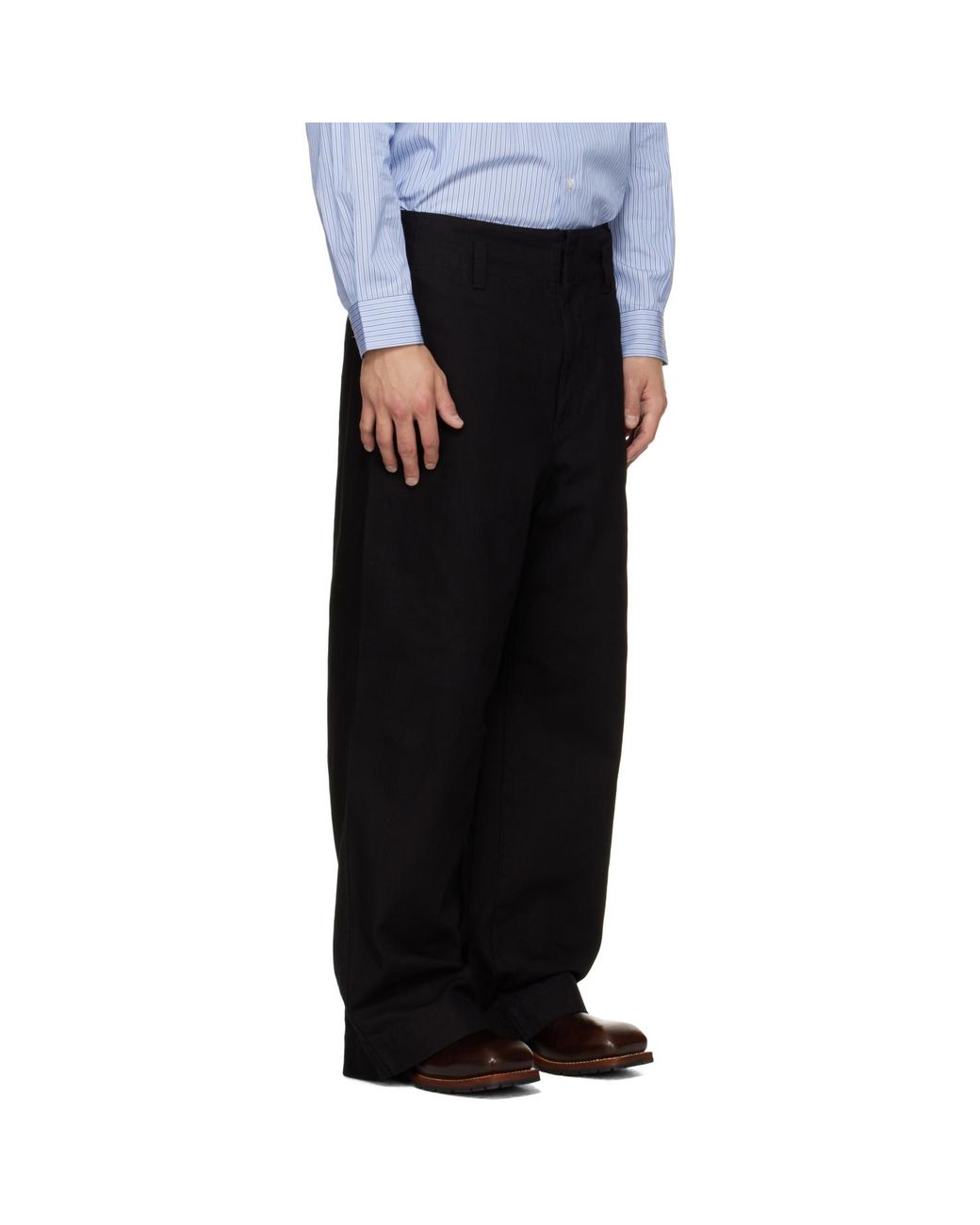 Comme des Garçons Black Cotton Garment Washed Trousers for men