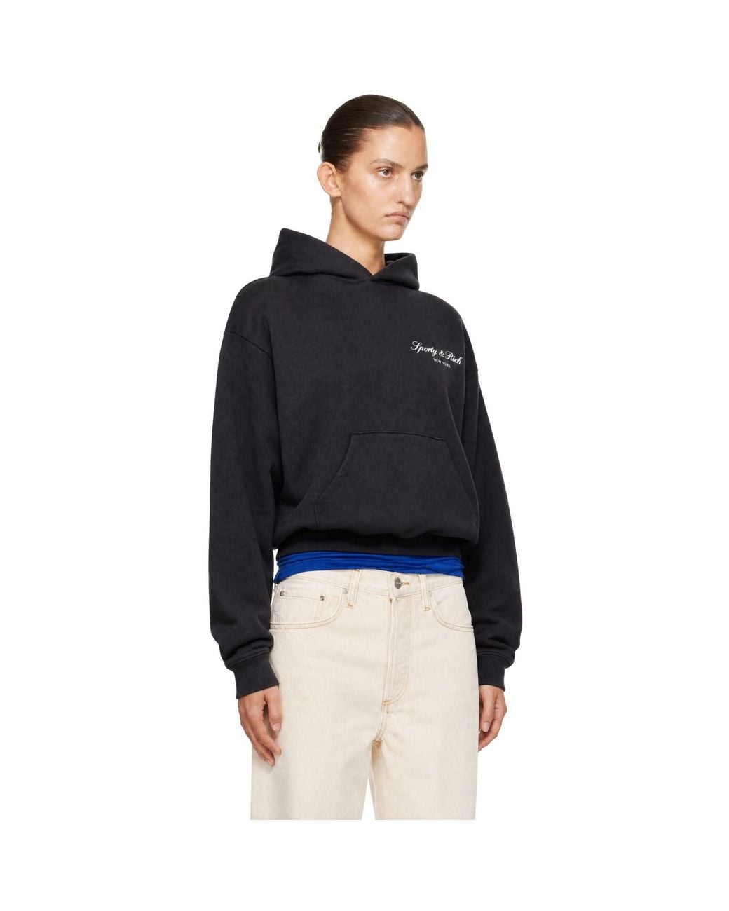 Sporty & Rich Black Signature Ny Hoodie