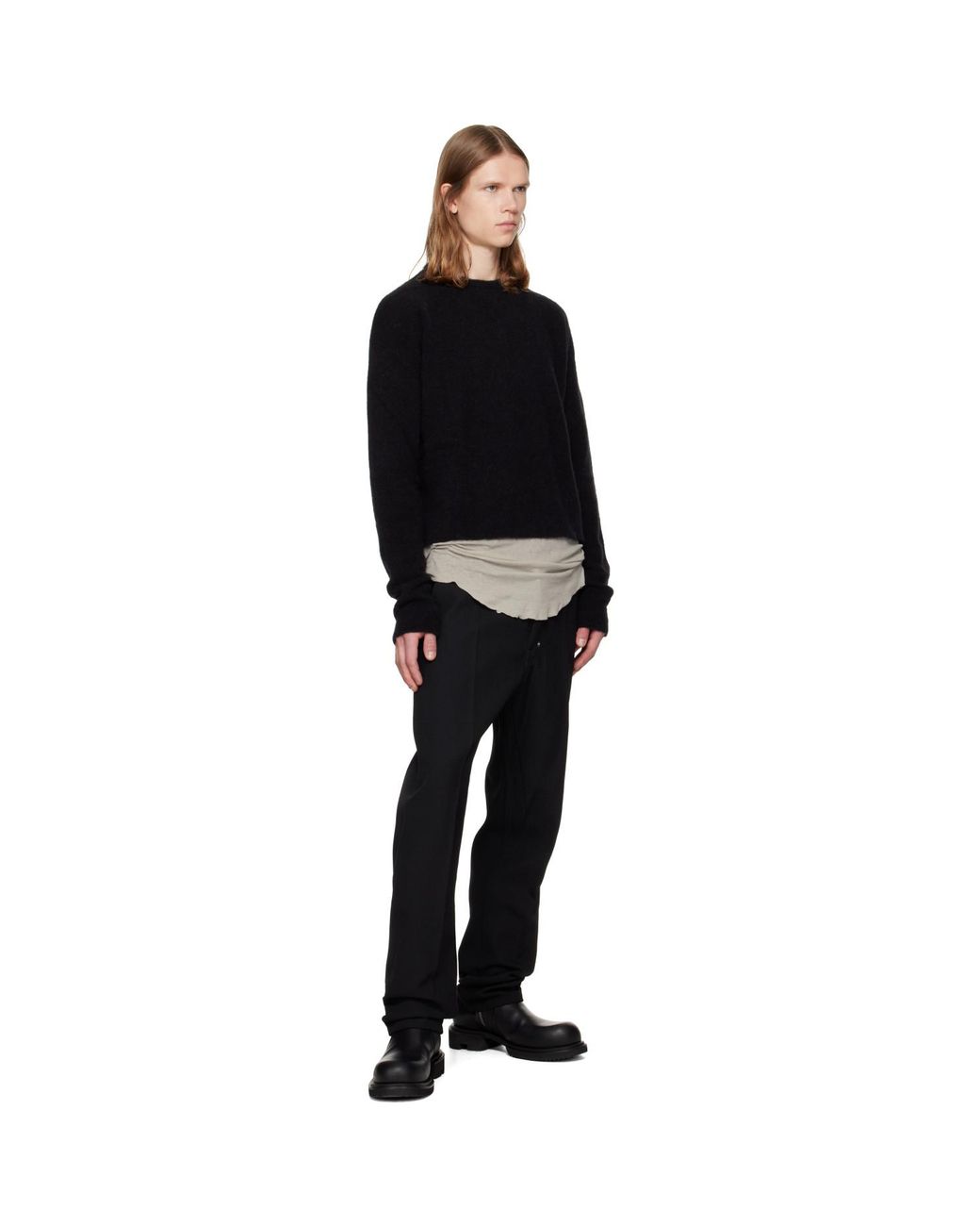 Rick Owens Black Tower Round Neck Sweater for men