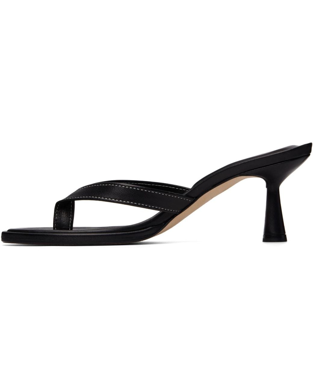 Aeyde Black Daphne Leather Thong Heeled Sandals