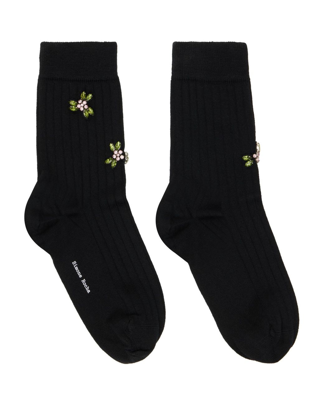 Simone Rocha Black Embellished Merino Silk Ankle Socks