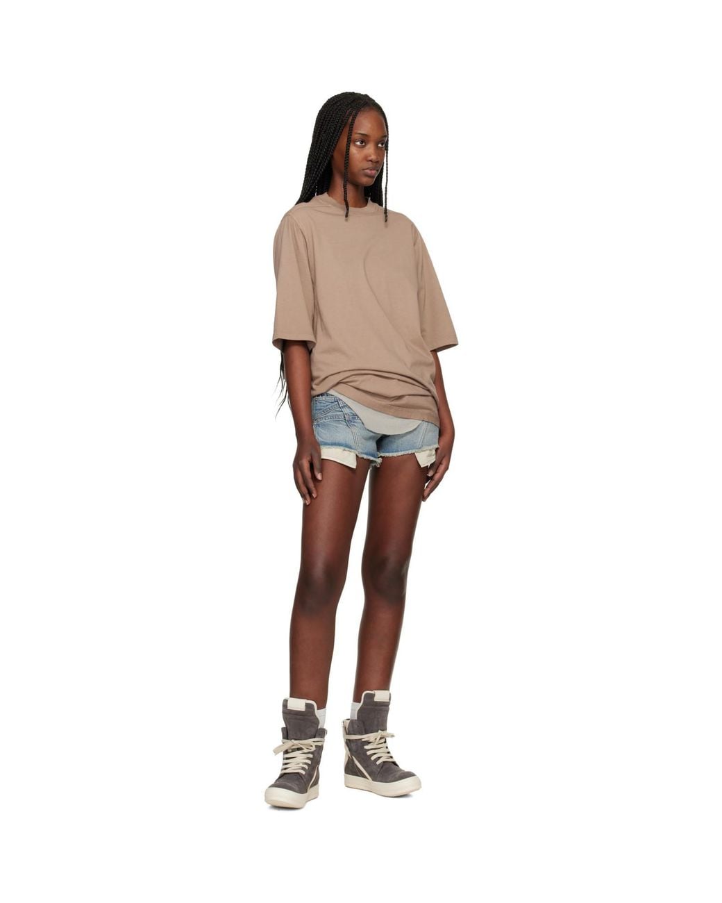 Rick Owens Blue Temple Lana Cut Off Denim Shorts