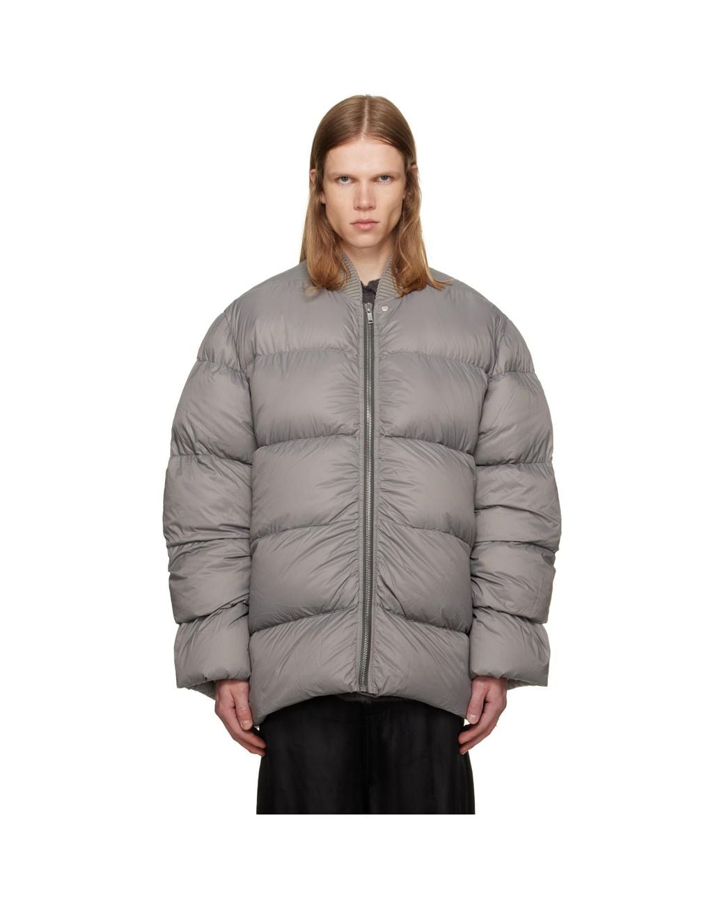 Rick Owens Gray Taupe Tower Classic Flight Down Jacket for men