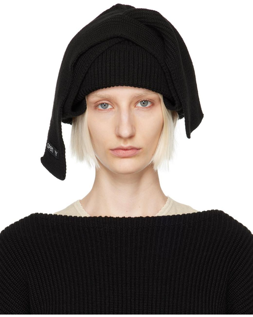 【OPEN YY】SCARF BEANIE ビーニー OPEN YY Scarf Beanie in Black | Lyst UK