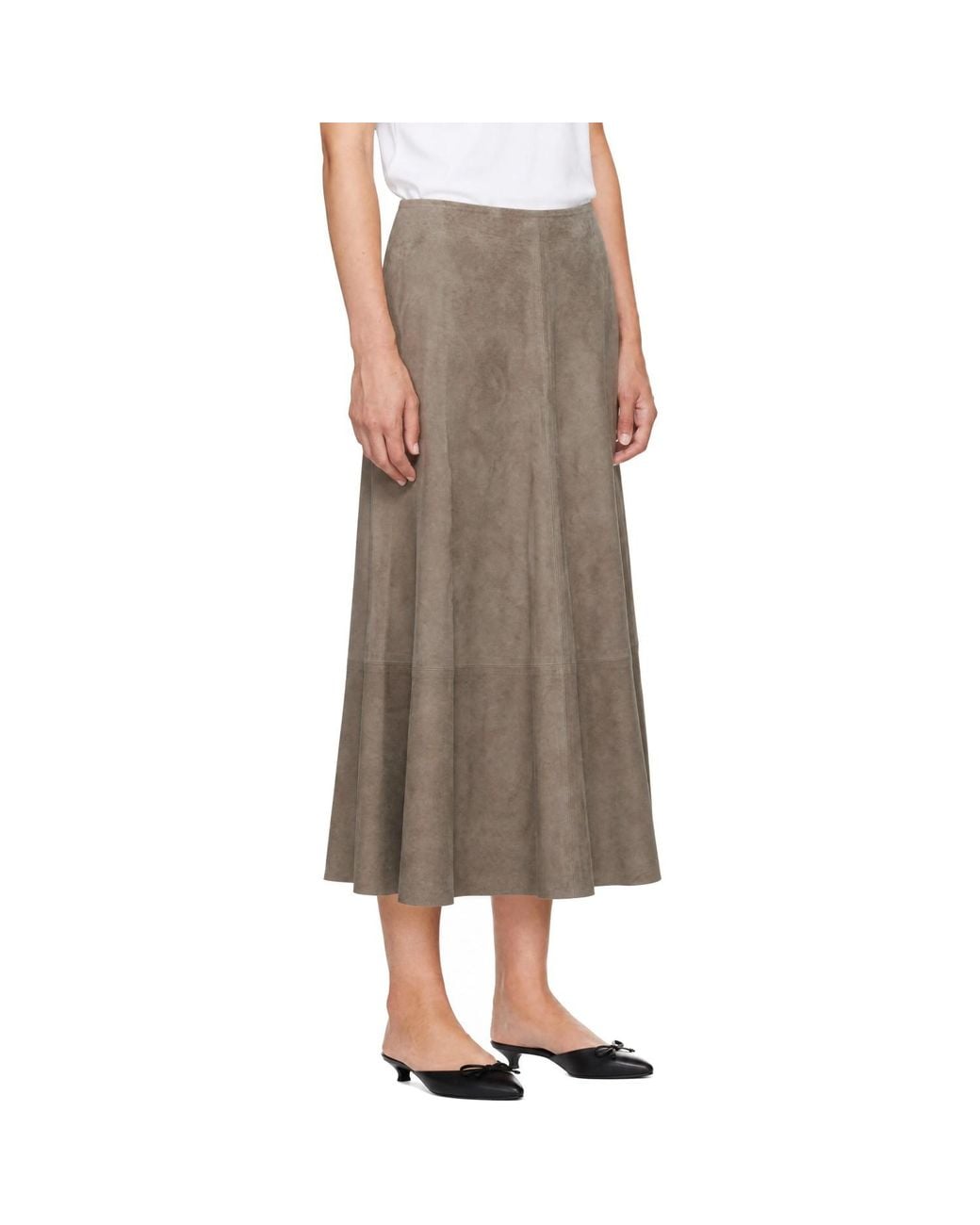 St. Agni Brown Taupe Suede Circle Maxi Skirt