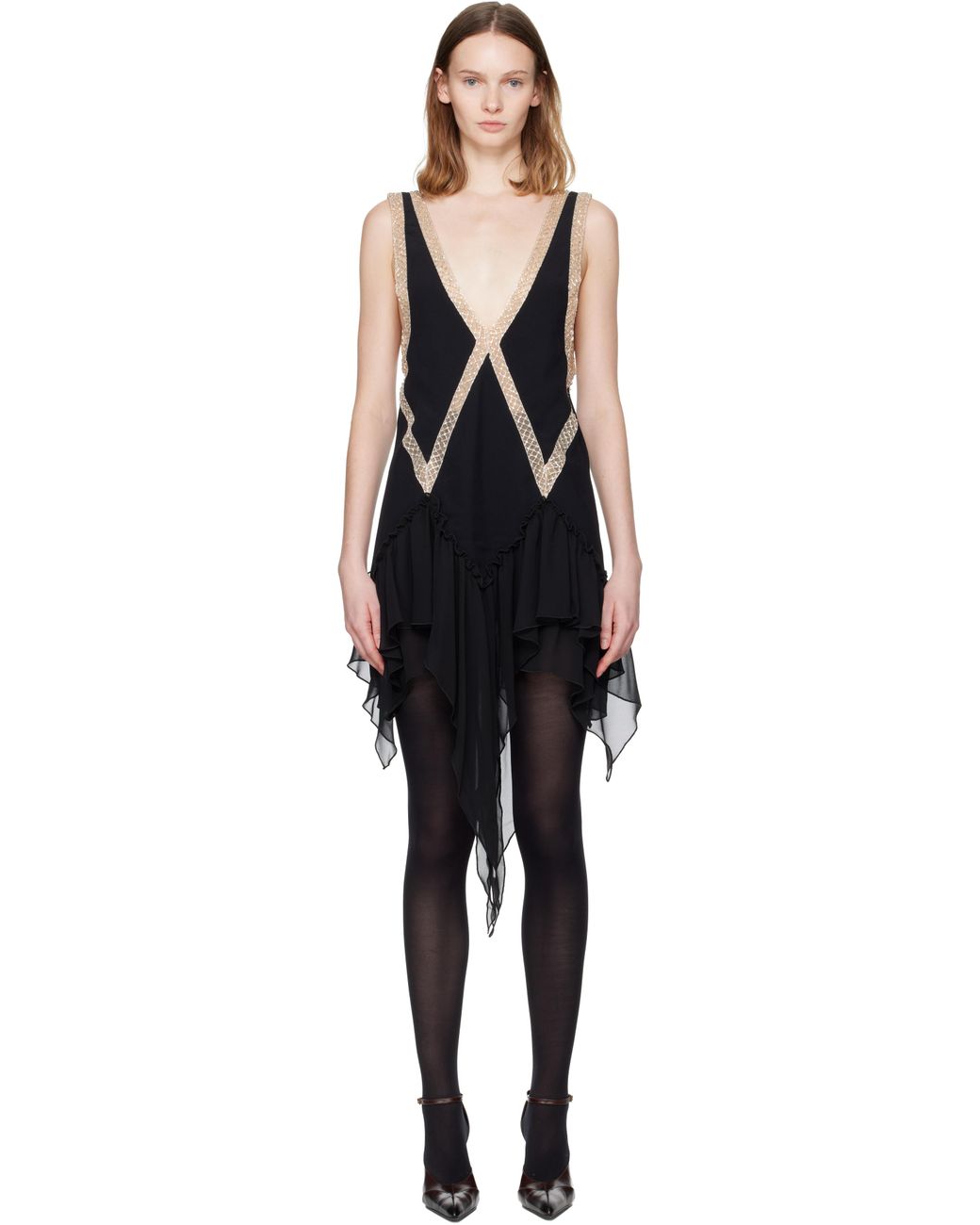The Attico Beaded Minidress in Black