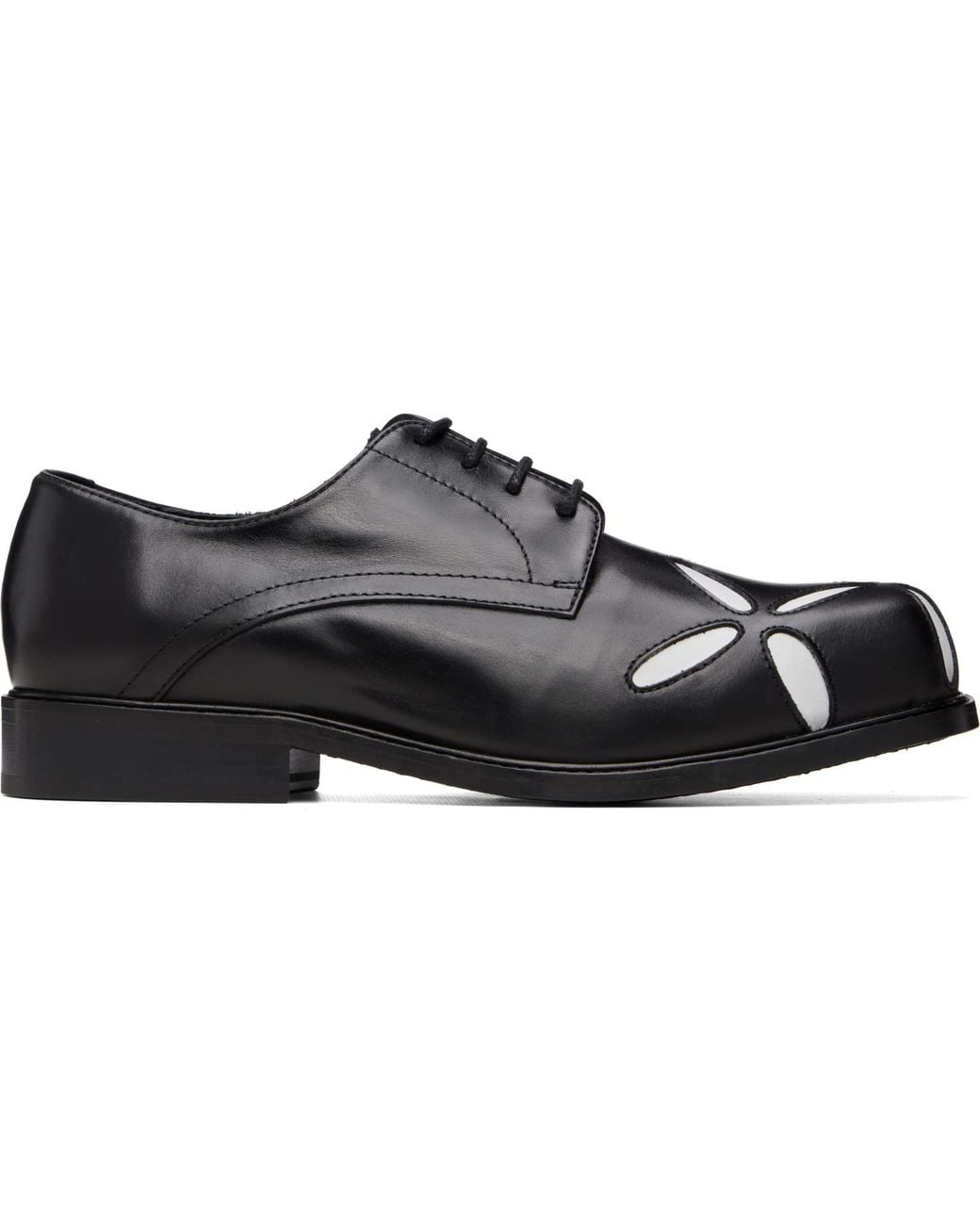 STEFAN COOKE Black Slashed Square Toe Derbys for men