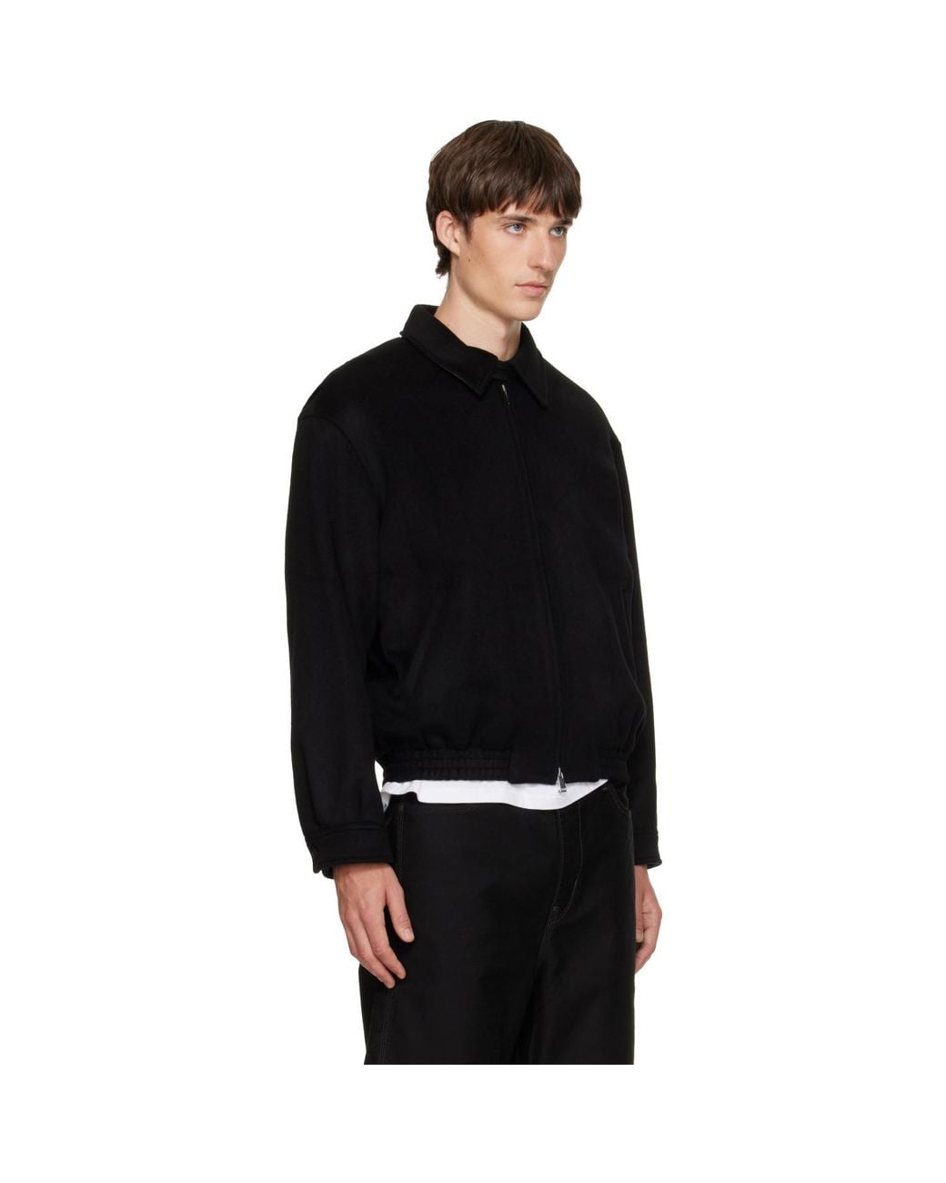 TONYWACK Black Wool & Silk Blouson Jacket for men