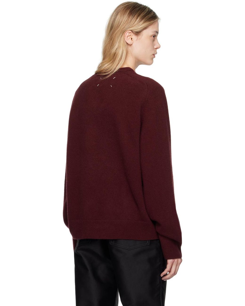 Maison Martin Margiela バーガンディVネック カーディガン