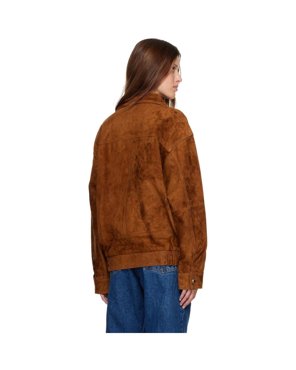 R2W Brown Zelan High Neck Suede Jacket