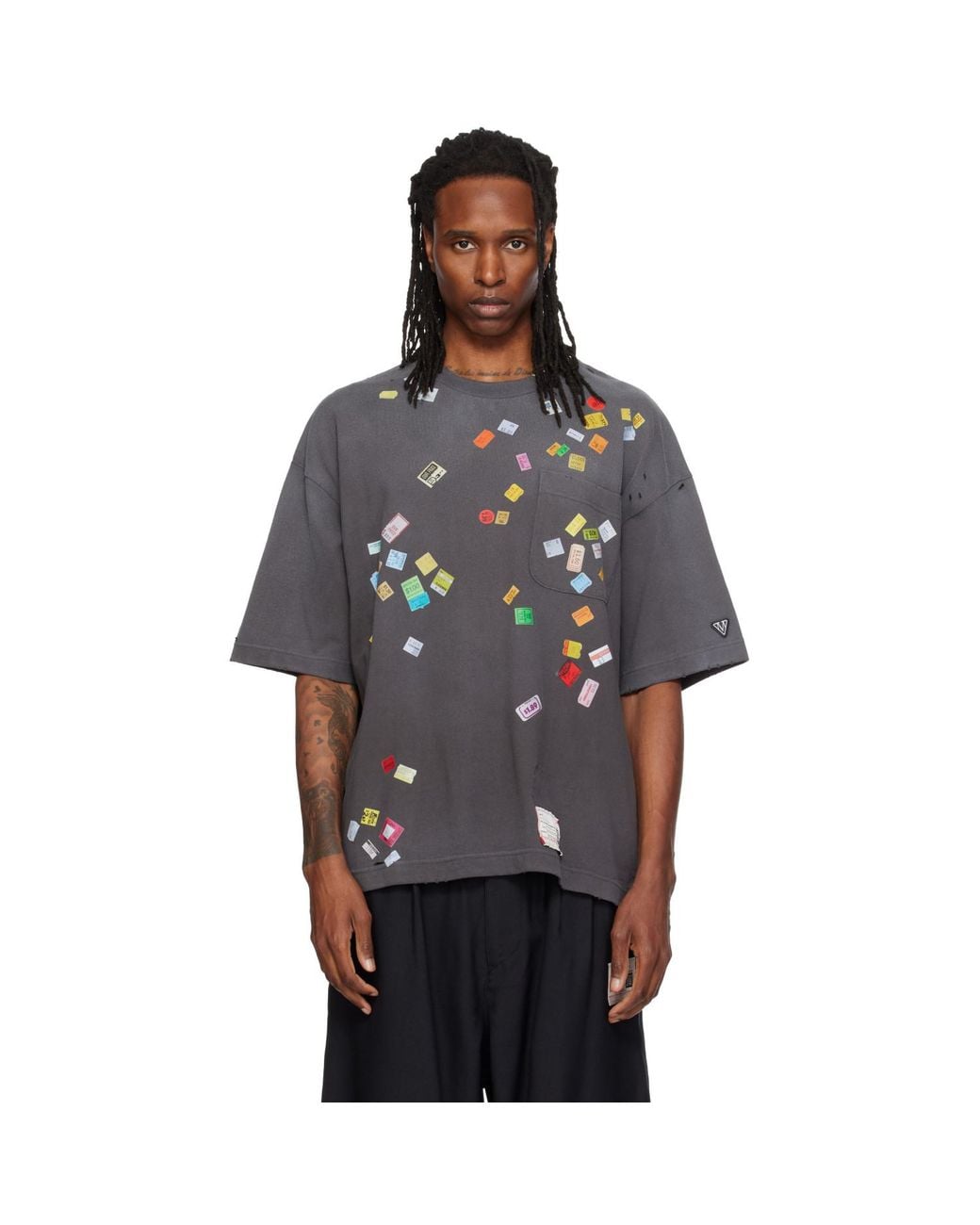 Maison Mihara Yasuhiro Gray Price Tag Sticker Printed T-Shirt for men