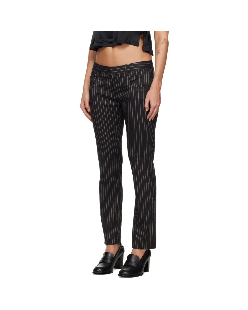R13 Black Tailored Boy Straight Trousers