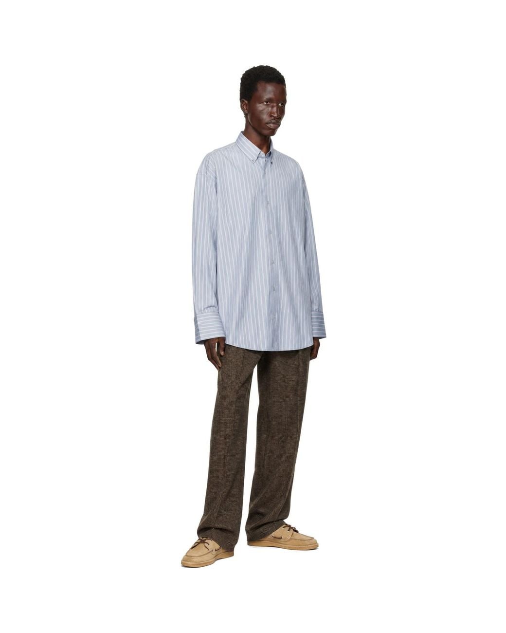 AMI Blue H1-Oversize Shirt for men