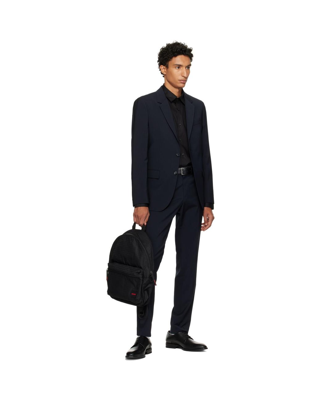 HUGO Black Jacquard Backpack for men