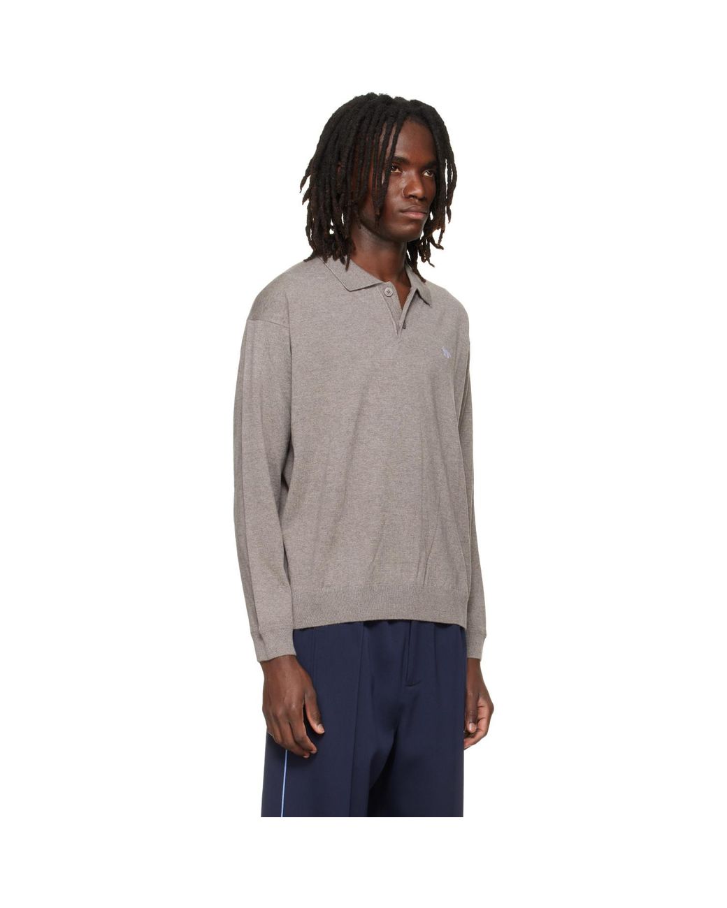 Maison Kitsuné Gray Taupe Profile Fox Comfort Polo for men