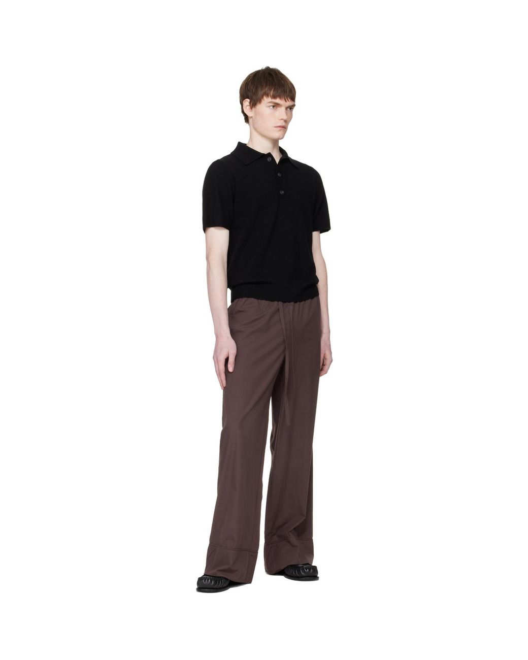 Entire studios Black Short Sleeve Knit Polo for men