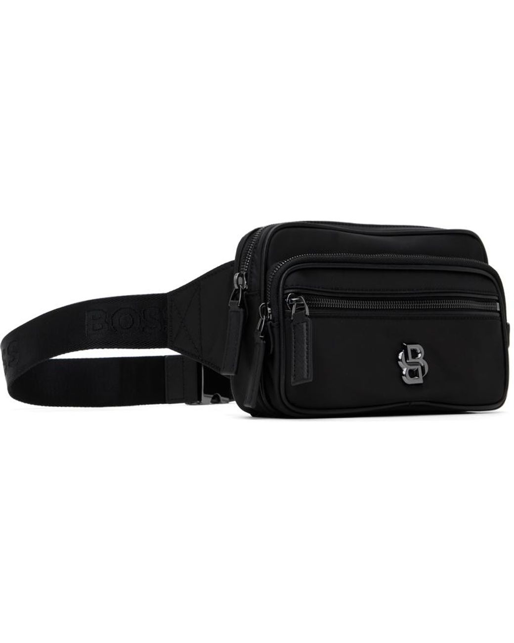 BOSS ボス★ブラック Double B Monogram ツイル ベルトバッグ BOSSのブラック Double B Monogram ツイル ベルトバッグがセール中