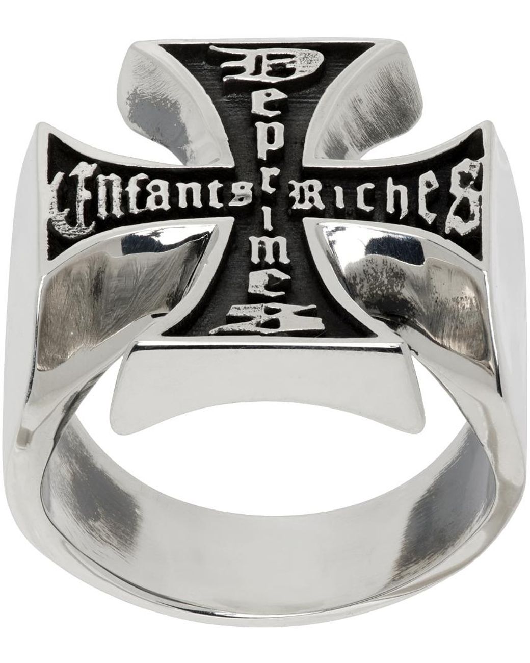 Mens silver cheap cross ring