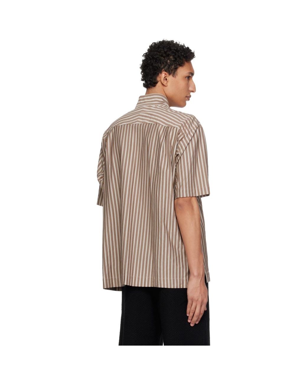 Homme Plissé Issey Miyake Gray Stripe Jersey Shirt for men