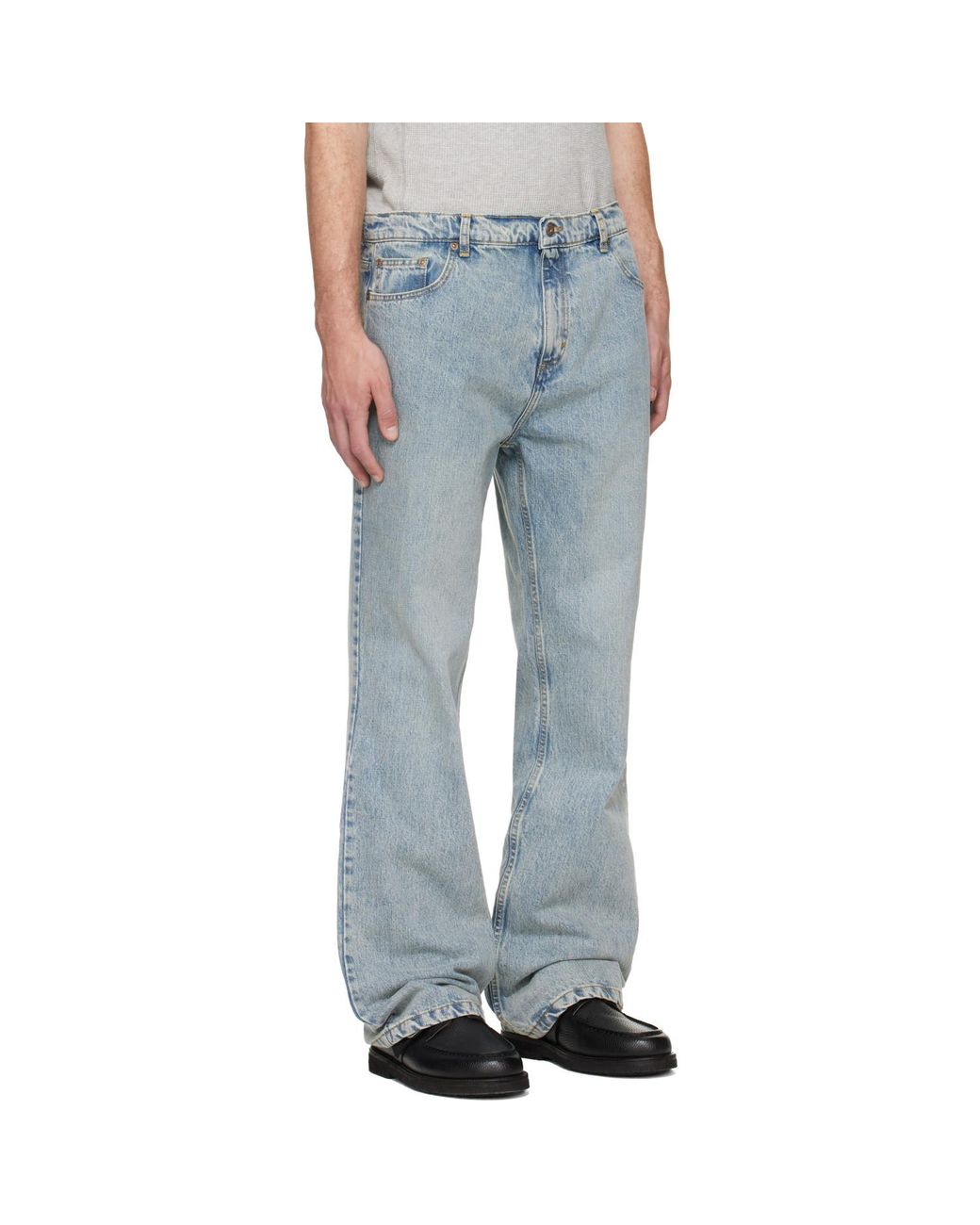 Second/Layer Blue Stone Wash Filmore Slim Boot Cut Jeans for men